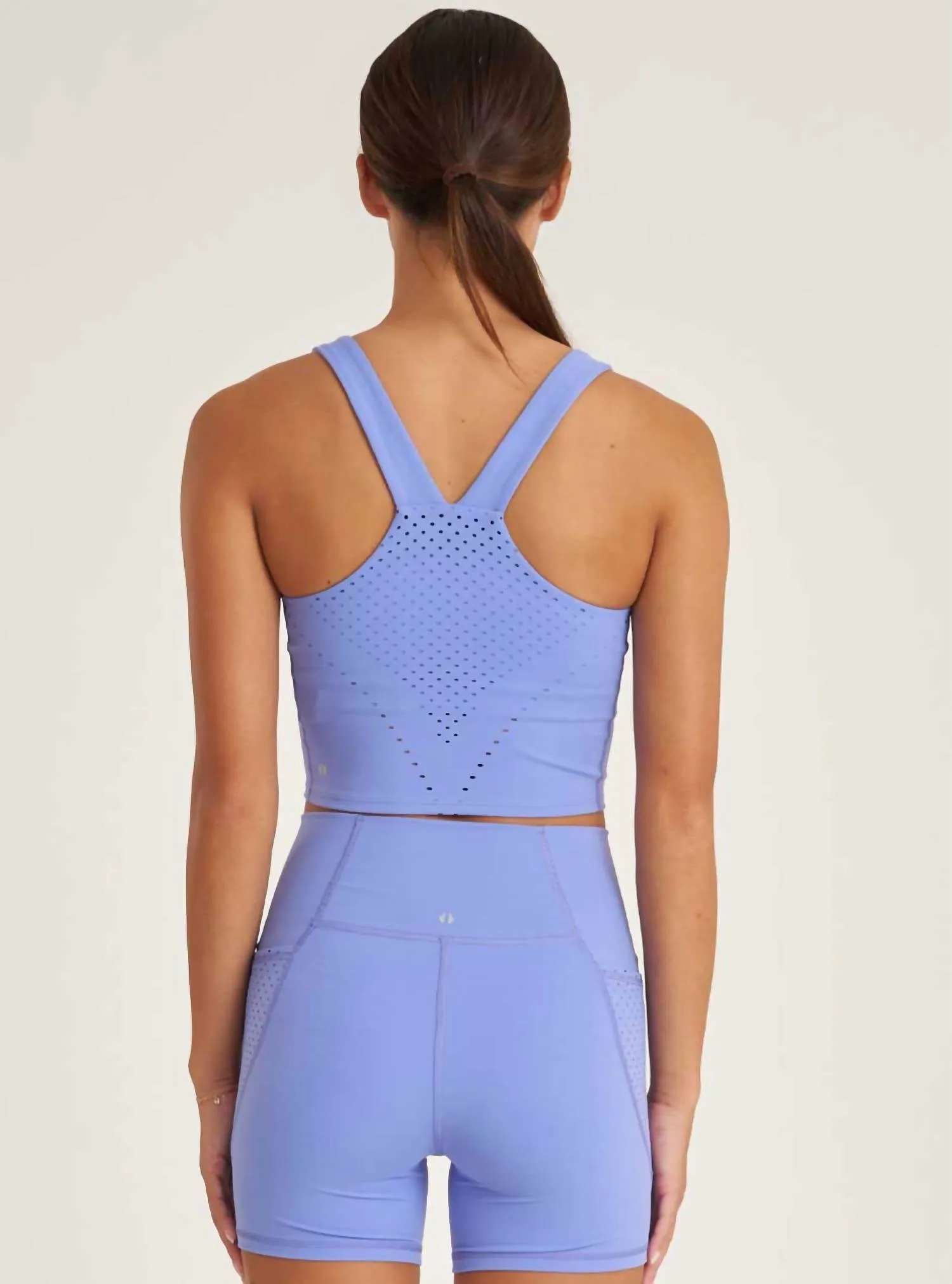 Endure Perforated Bra Tank Top In Wild Indigo