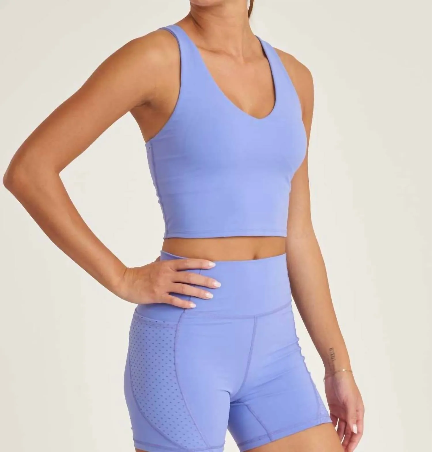 Endure Perforated Bra Tank Top In Wild Indigo