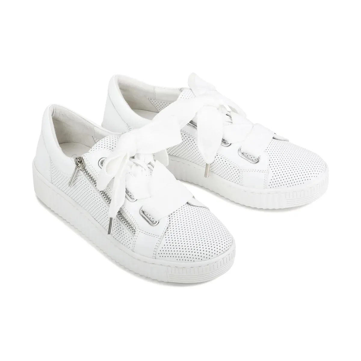 EOS Jovi White Perforated Leather Shoes_Eos