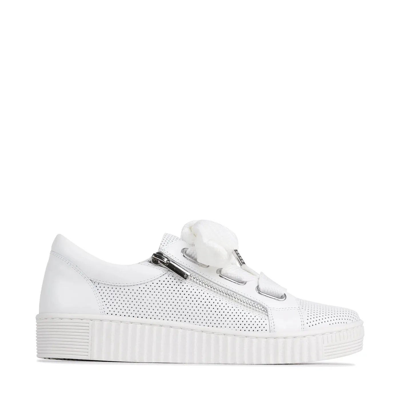 EOS Jovi White Perforated Leather Shoes_Eos