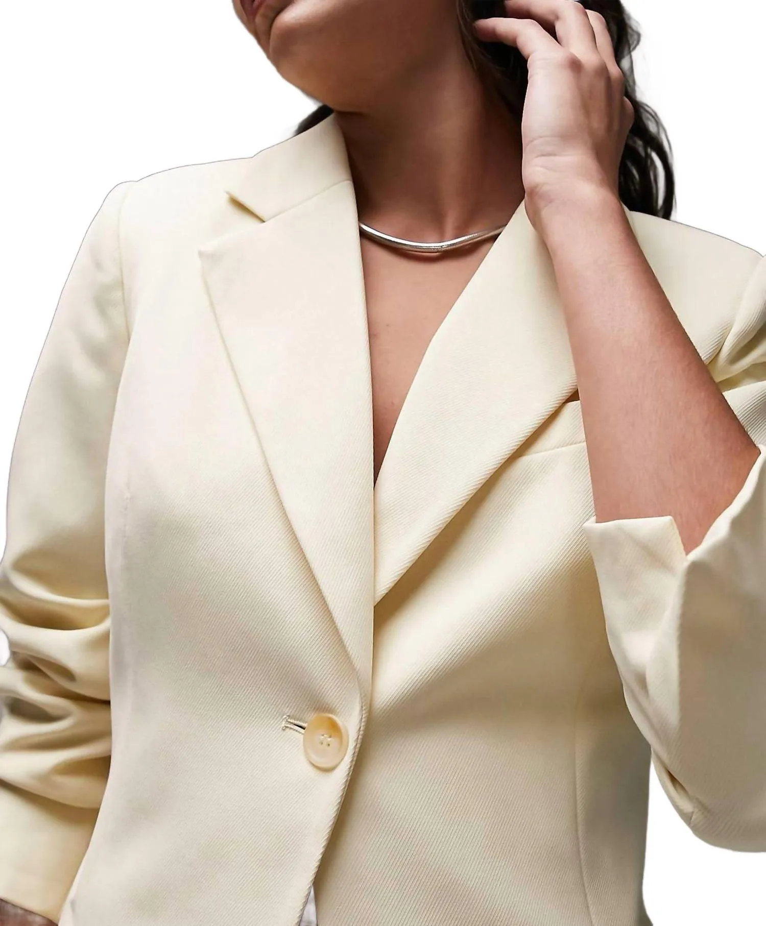Fitted Single Breasted Blazer In Buttermilk