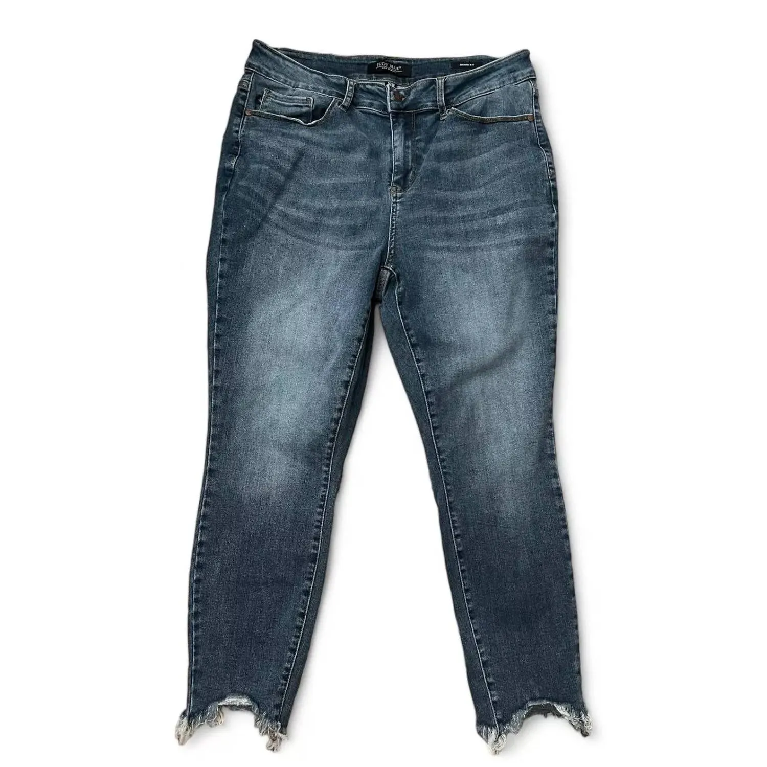 Fray Hem Skinny Jeans In Dark Denim