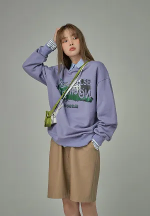 Going To The Moon Printed Sweatshirt