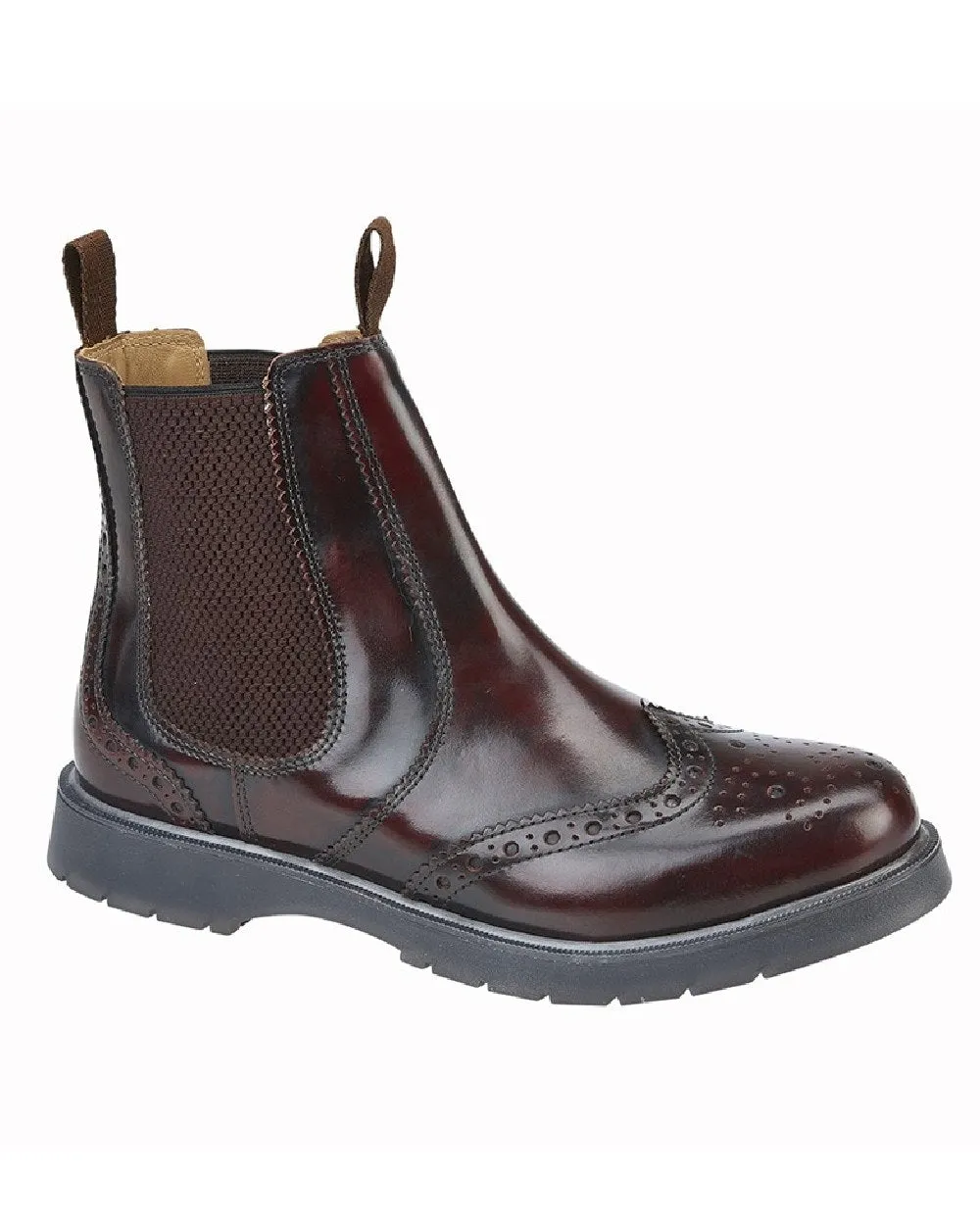 Grafters Mens Brogue Capped Twin Gusset Chelsea Boots Grafters Shoes