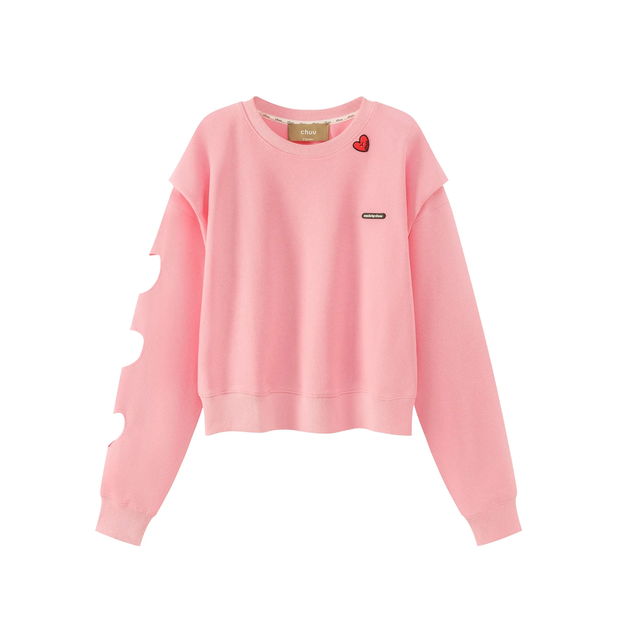 Heart Long-Sleeves Cutout Sweatshirt