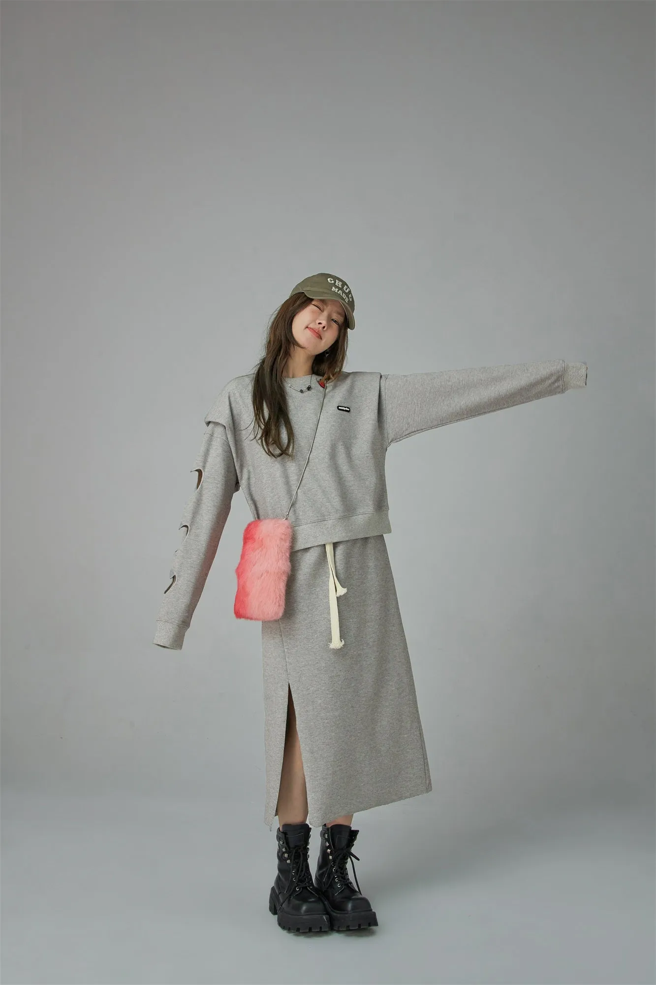 Heart Long-Sleeves Cutout Sweatshirt