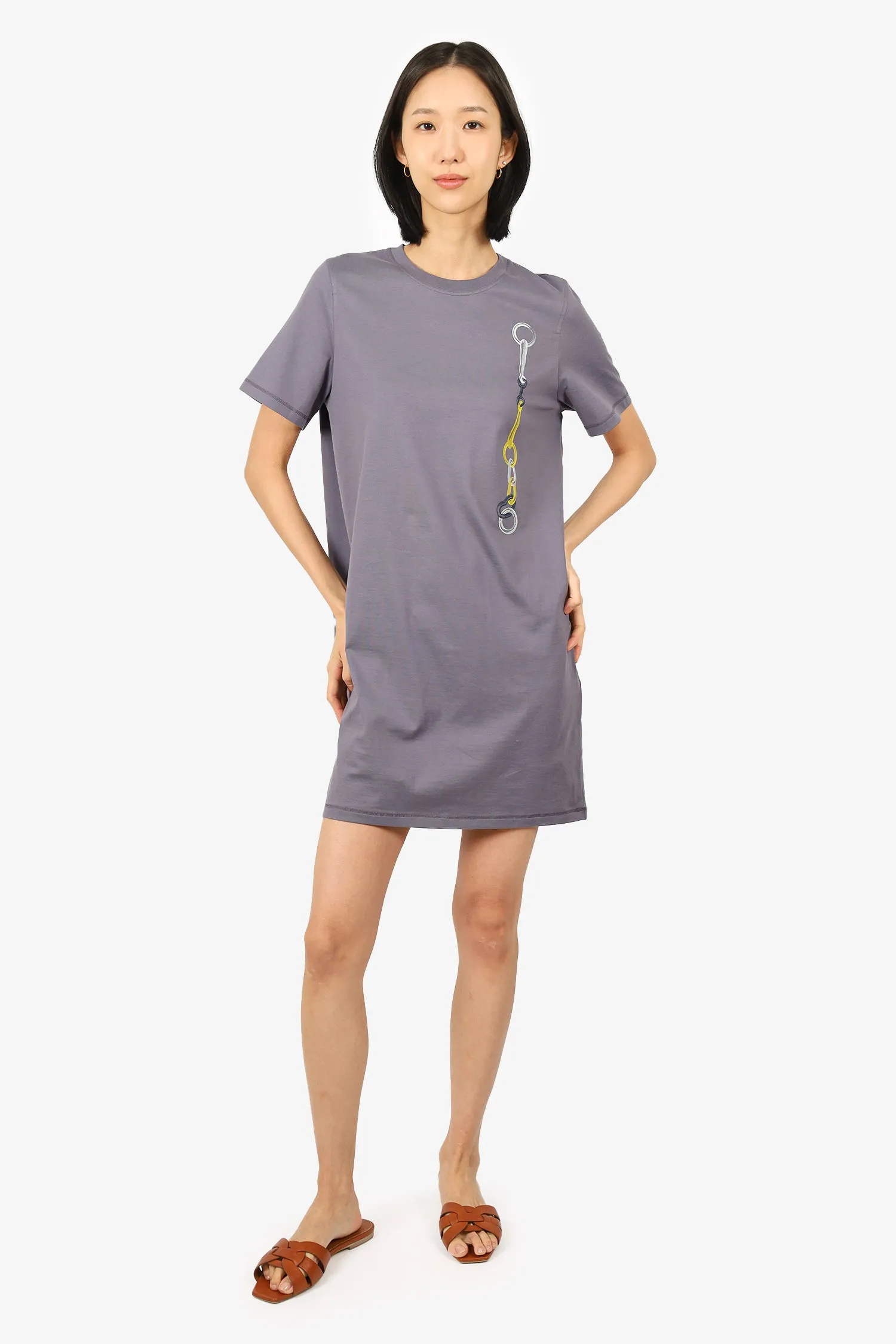Hermès Gris Nuage "Effet Kaleidoscope" T-Shirt Dress Size 38