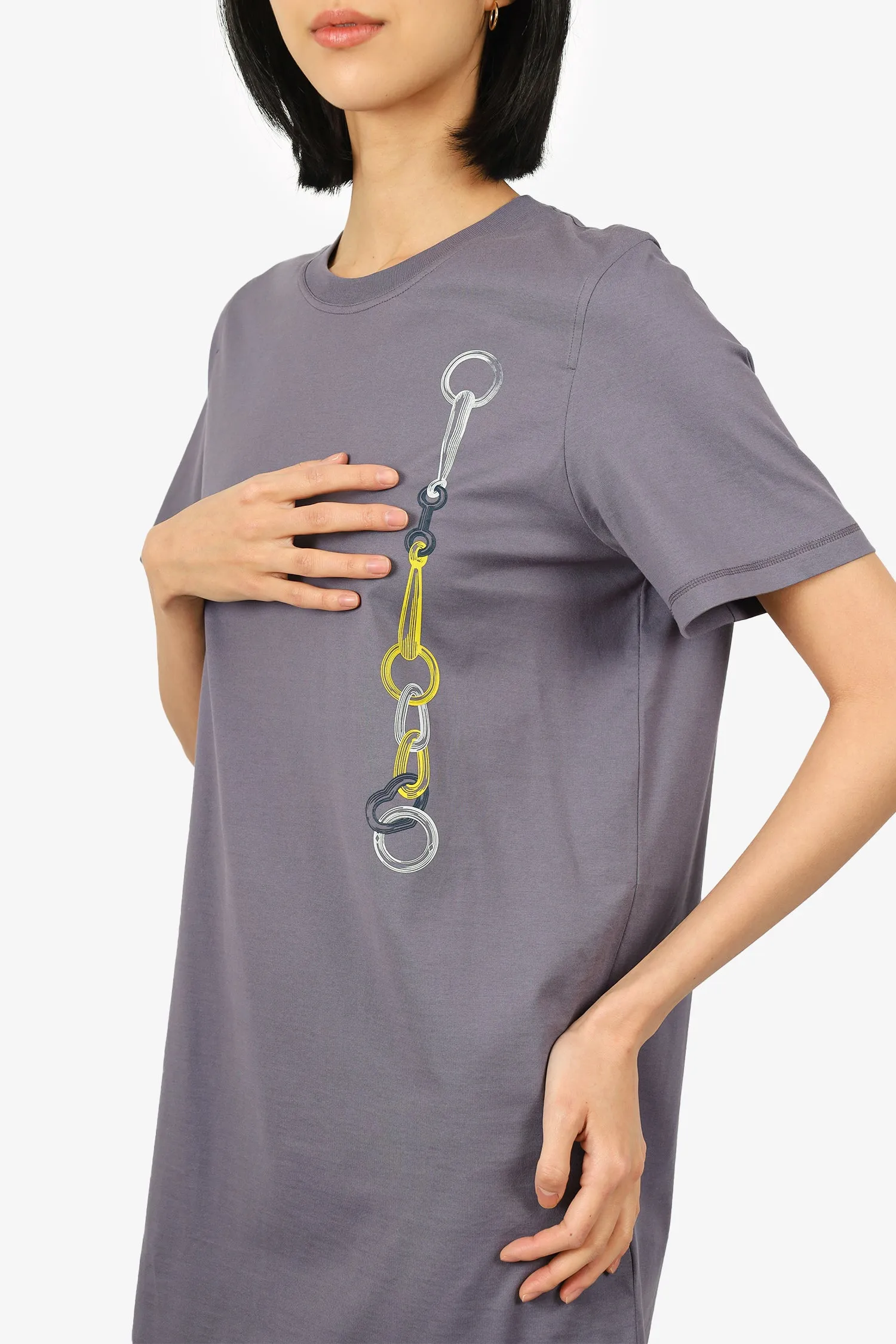 Hermès Gris Nuage "Effet Kaleidoscope" T-Shirt Dress Size 38