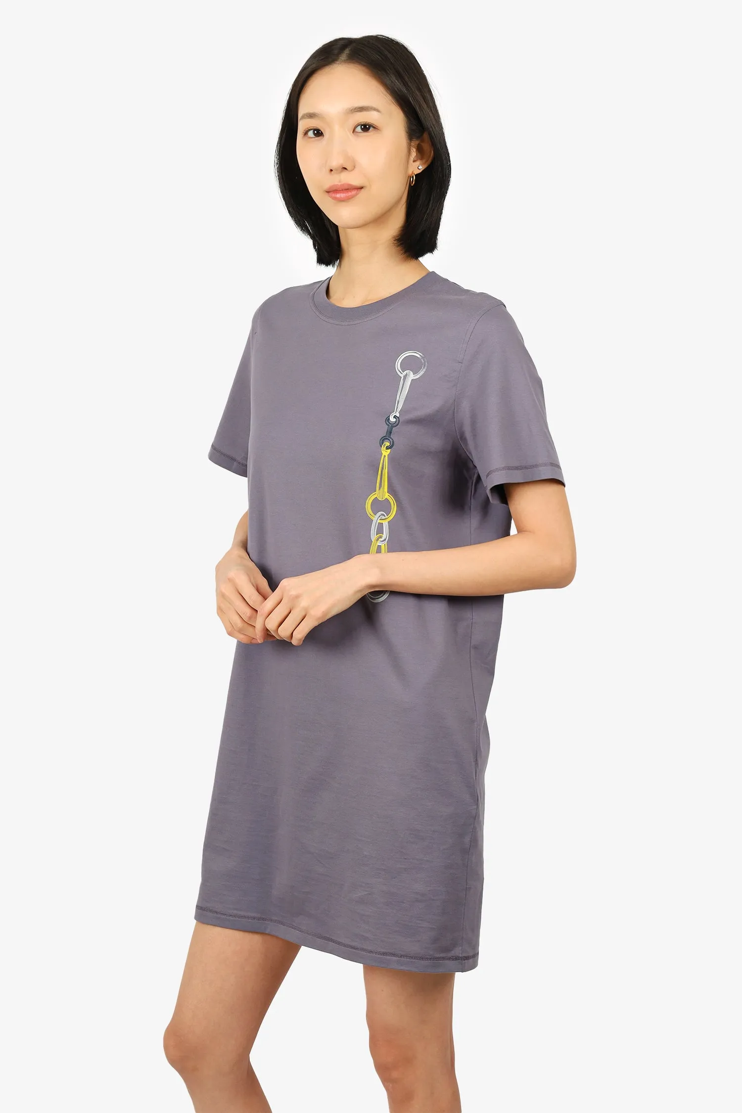 Hermès Gris Nuage "Effet Kaleidoscope" T-Shirt Dress Size 38