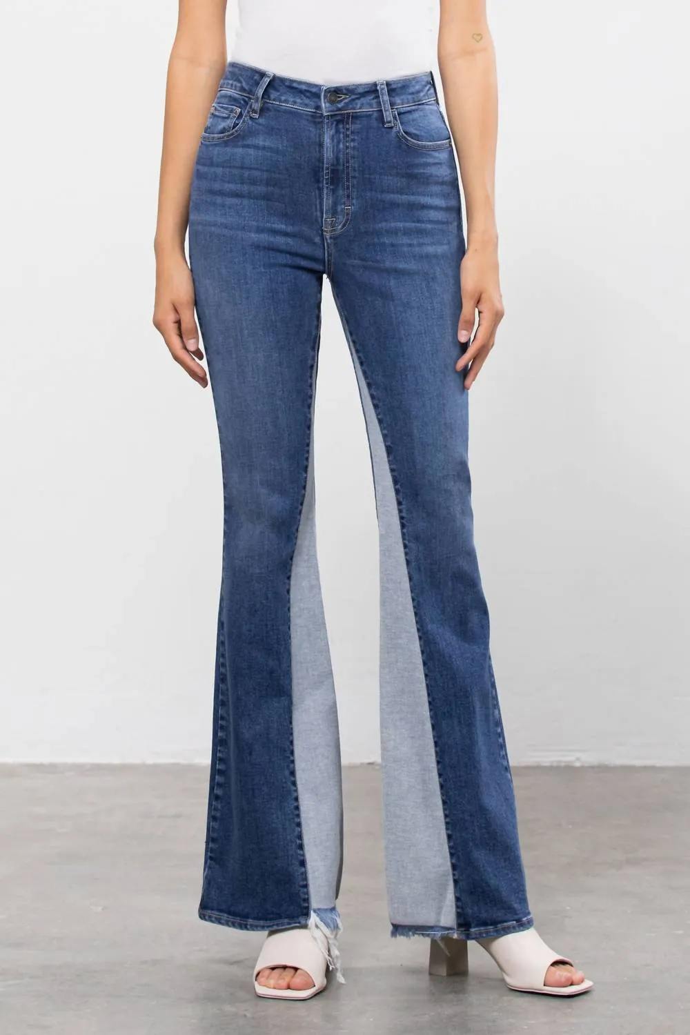 Hidden High Rise Panel Flare In Dark Wash
