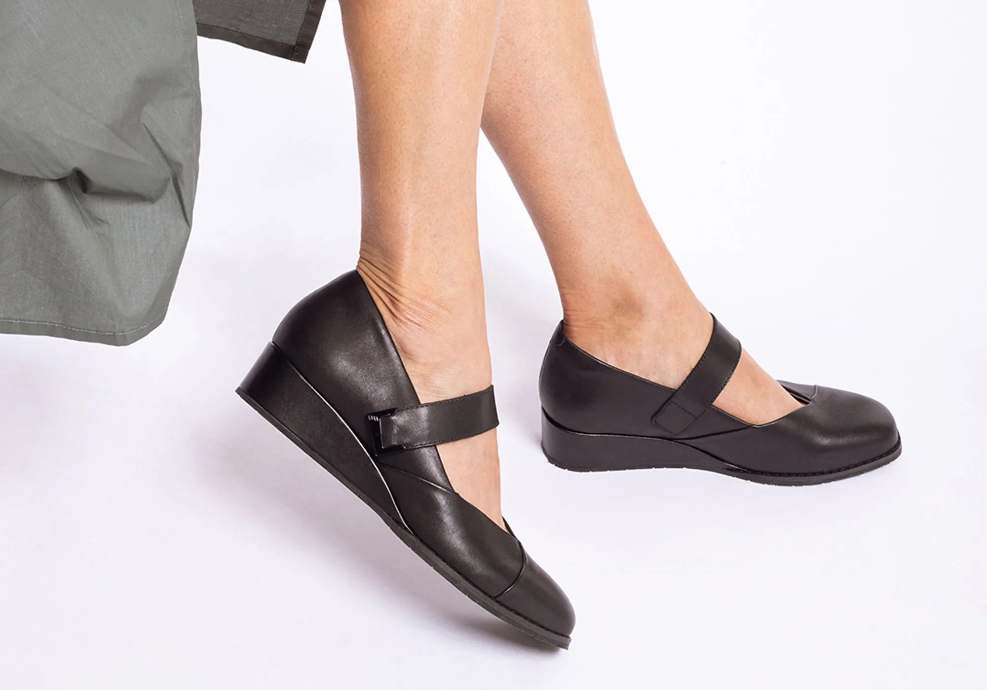 Homyped Lavish MJ Womens Leather Mary Jane Wedge Shoes Homyped Shoes