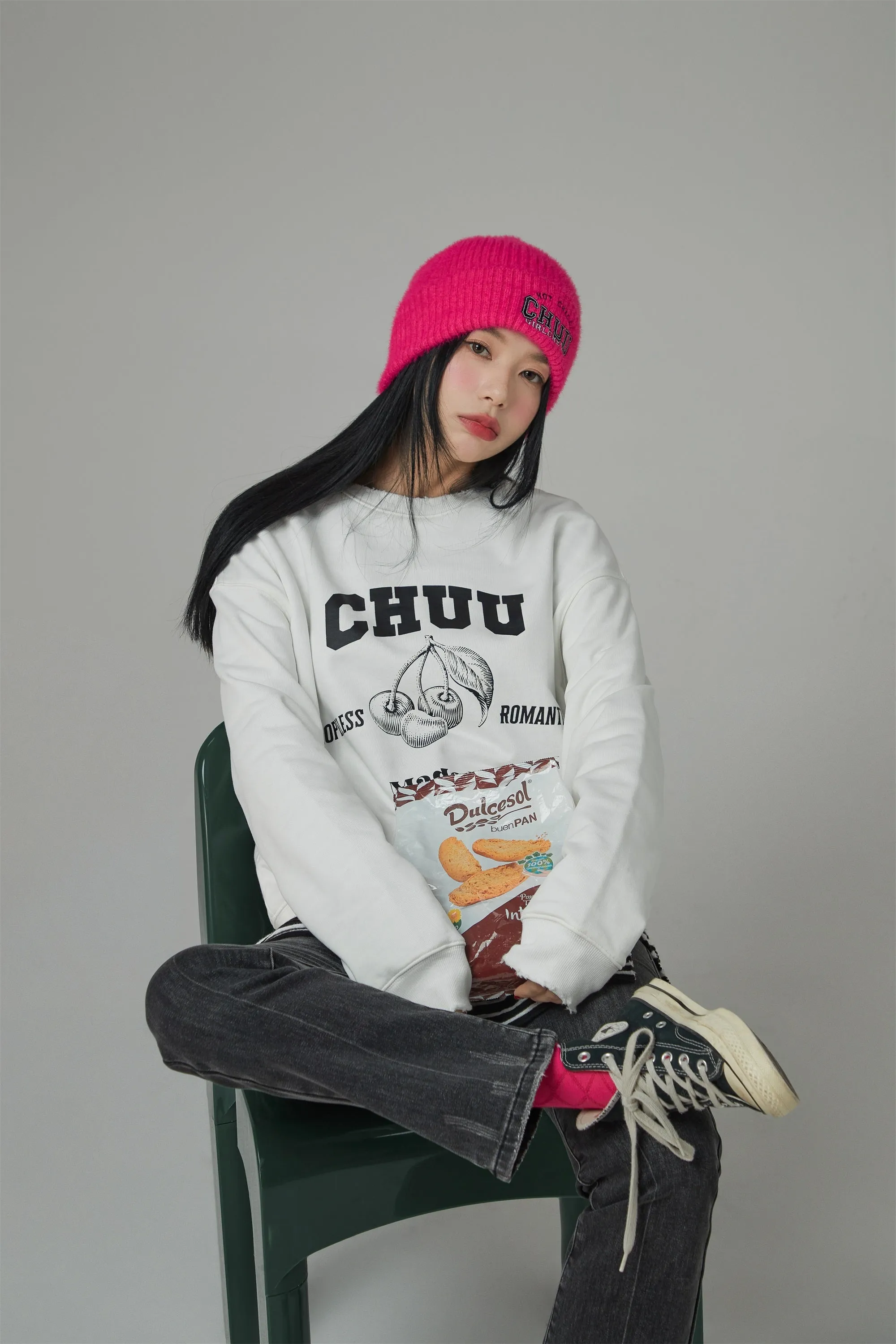 Hopeless Romantic Cherry Print Sweatshirt