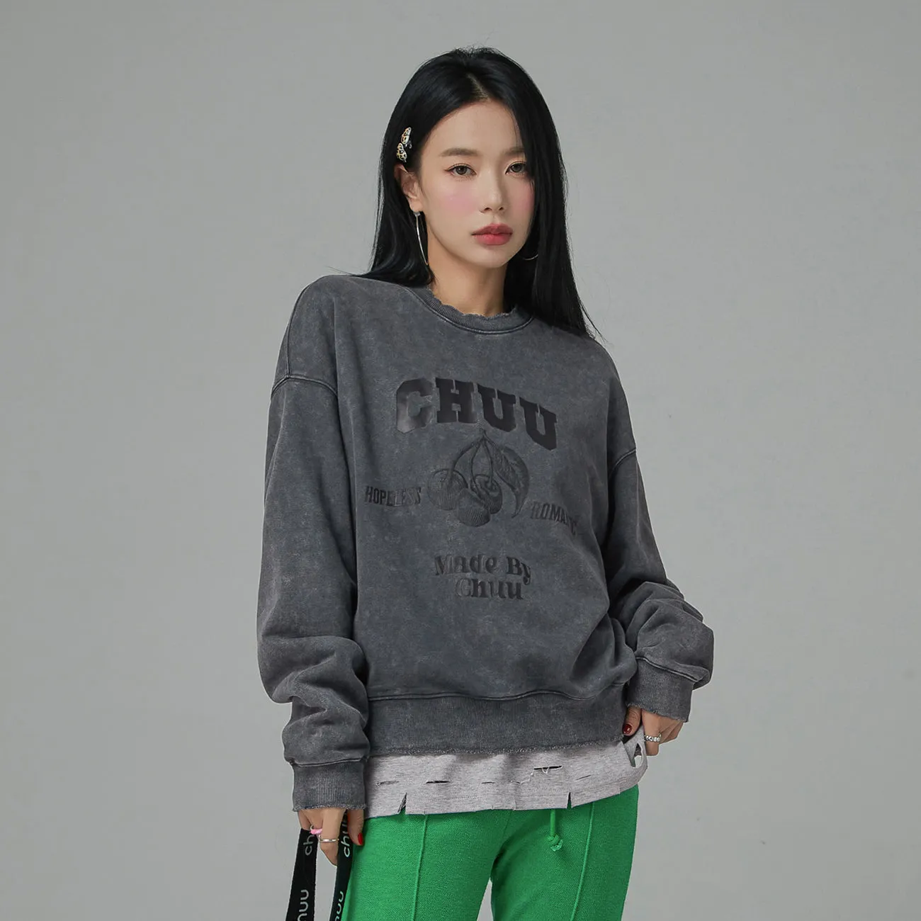 Hopeless Romantic Cherry Print Sweatshirt