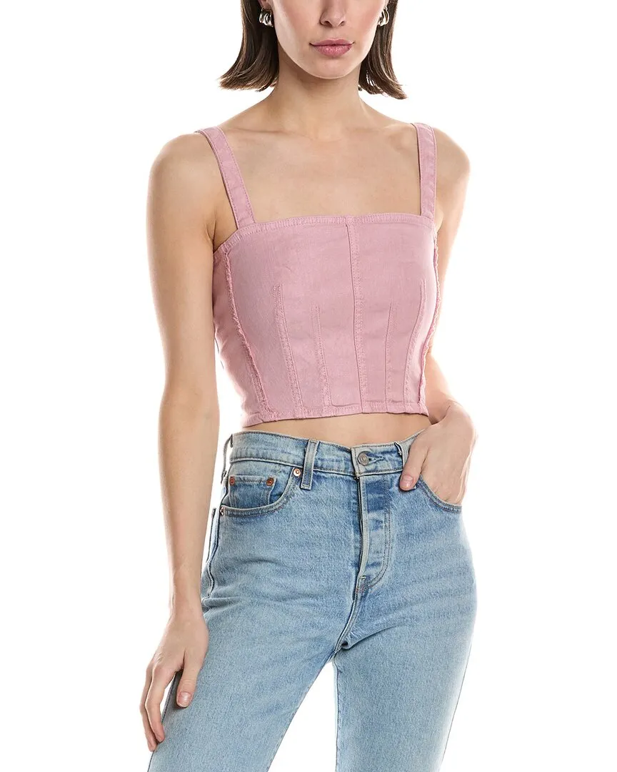 HUDSON Jeans Corset Linen-Blend Top