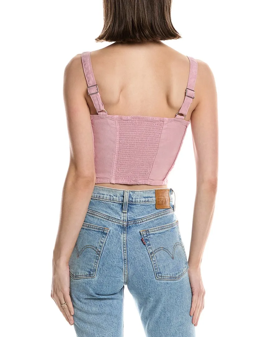 HUDSON Jeans Corset Linen-Blend Top