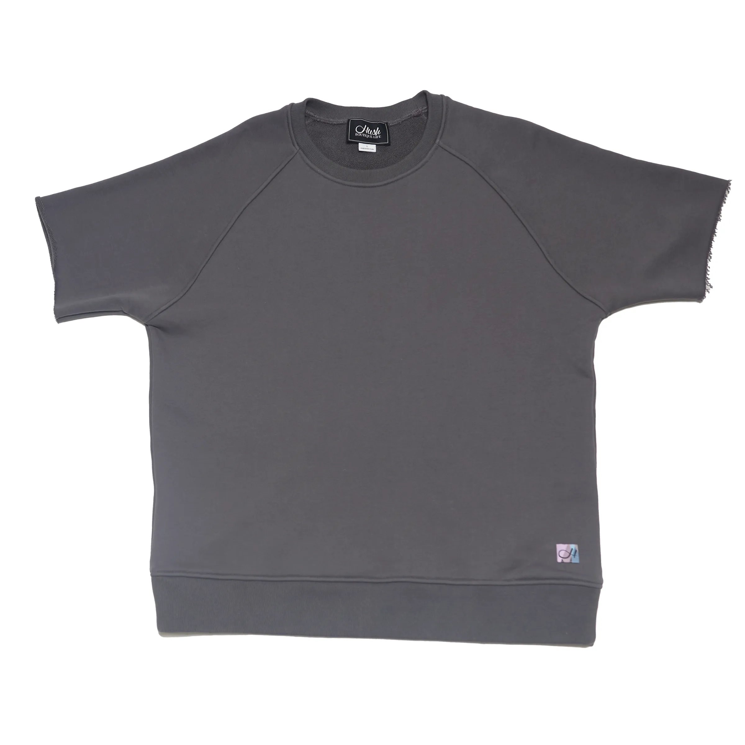 Hush Shortsleeve Crewneck Raw Edge "Charcoal"