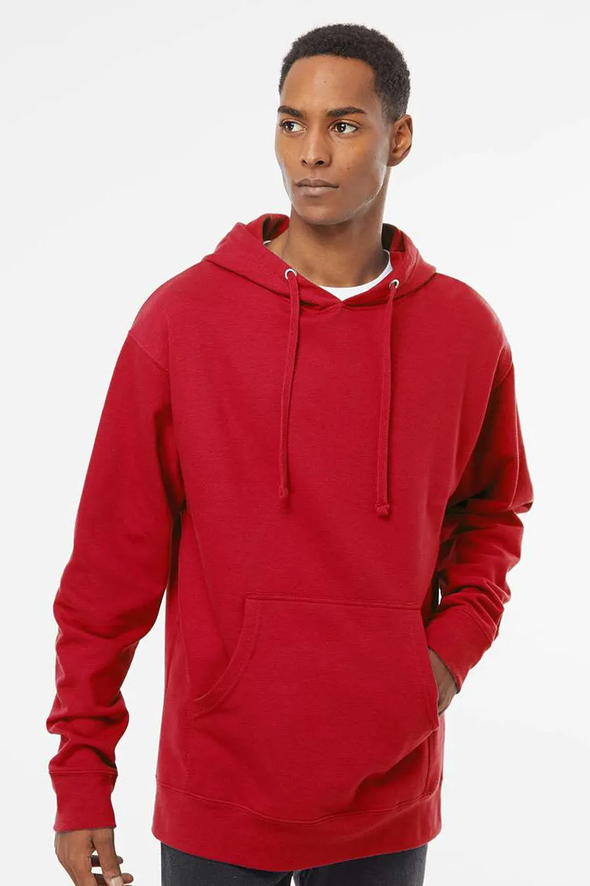 Independent Trading Company Mens Hooded Sweatshirt Hoodie w/ Pouch Pocket - Red