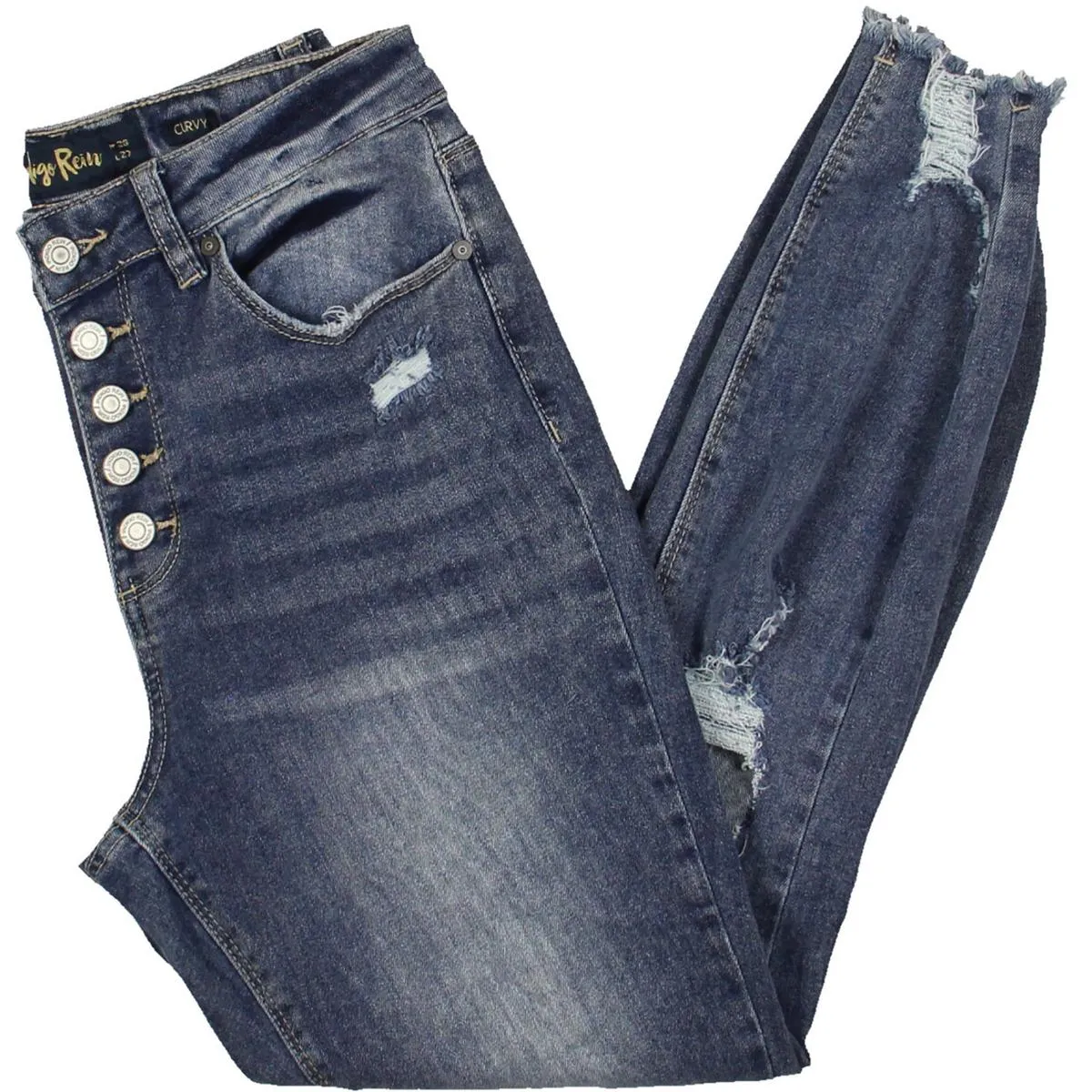 Indigo Rein Womens Juniors Destroyed Denim Ankle Jeans
