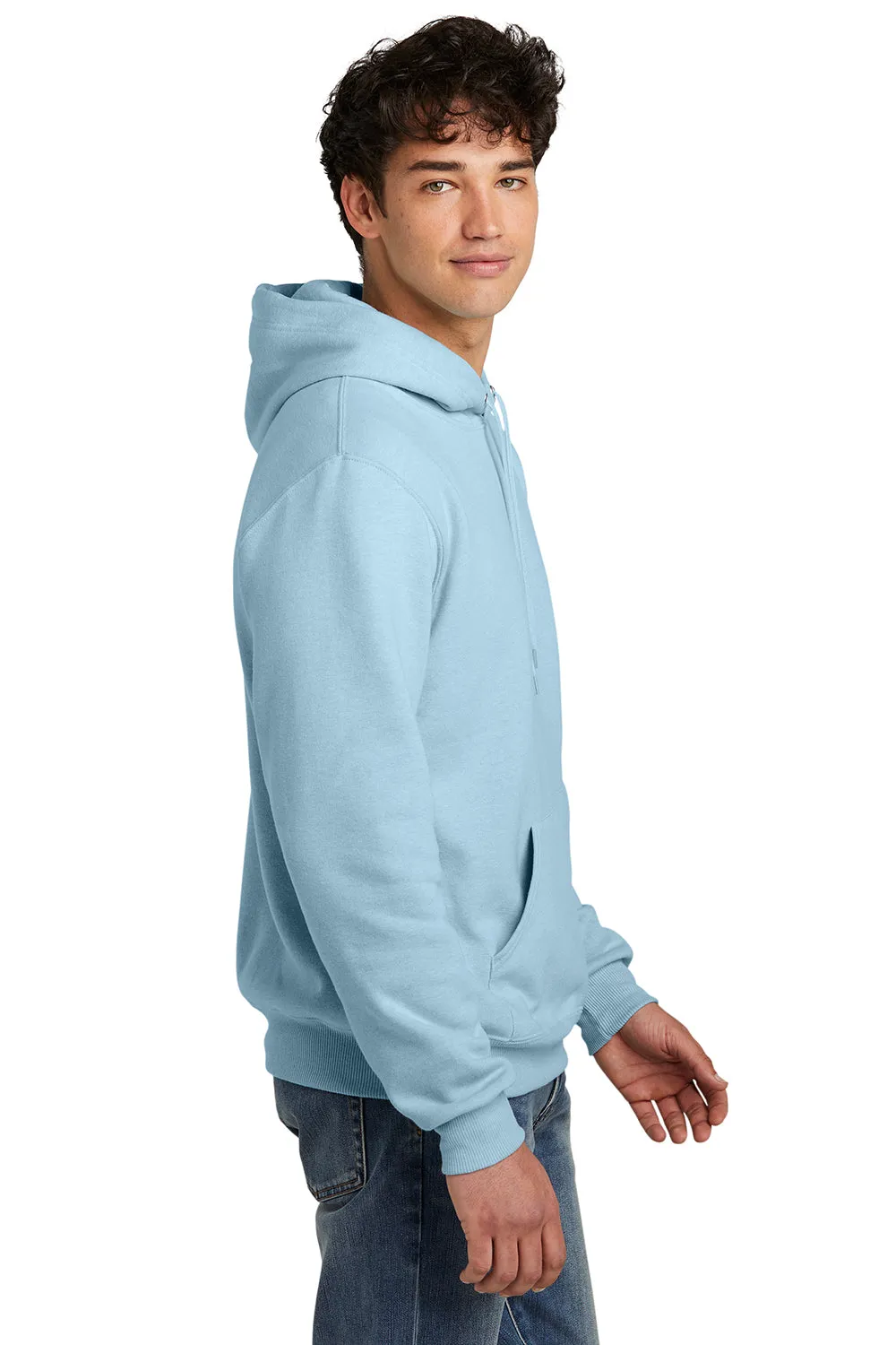 Jerzees Mens Eco Premium Moisture Wicking Hooded Sweatshirt Hoodie w/ Pouch Pocket - Heather Cloud Blue