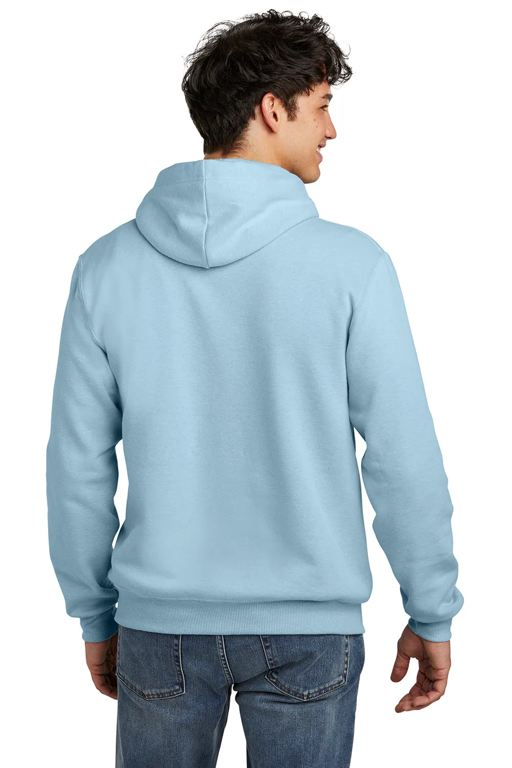 Jerzees Mens Eco Premium Moisture Wicking Hooded Sweatshirt Hoodie w/ Pouch Pocket - Heather Cloud Blue