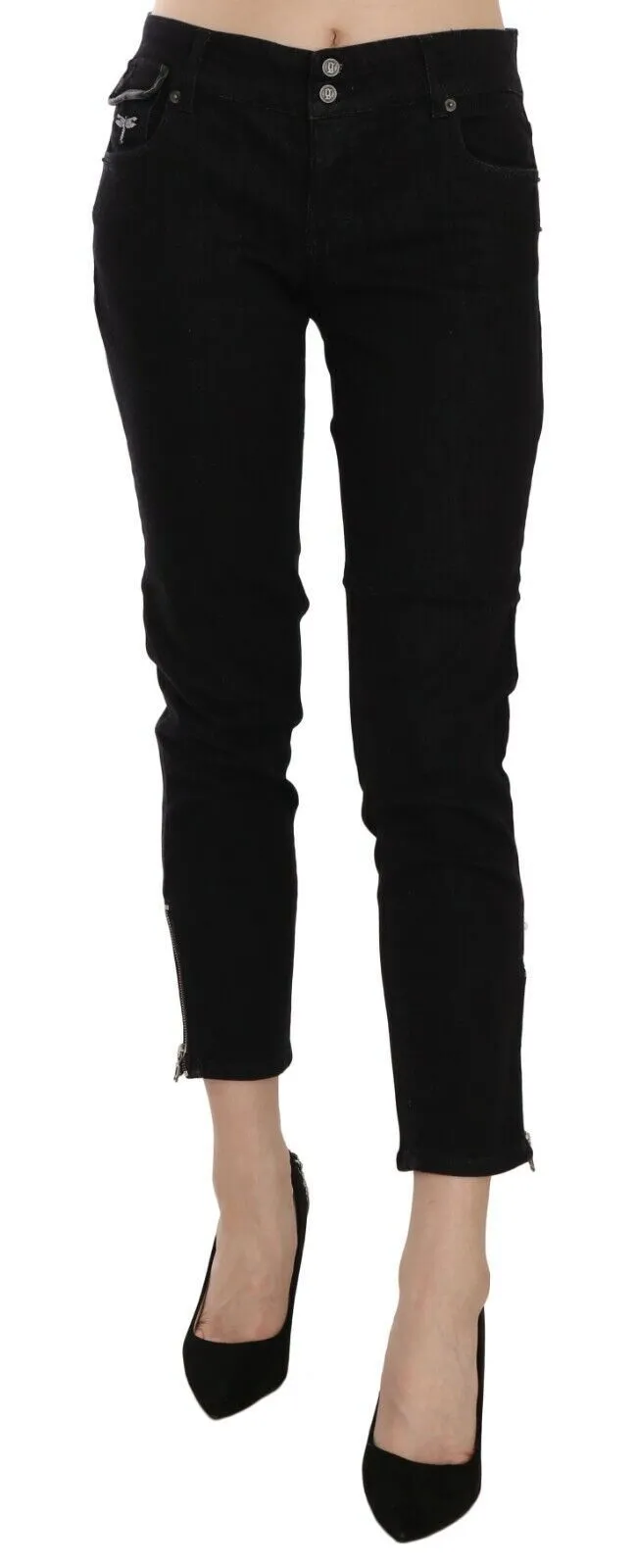 John Galliano Chic  Mid Waist Slim Cropped Women's Jeans