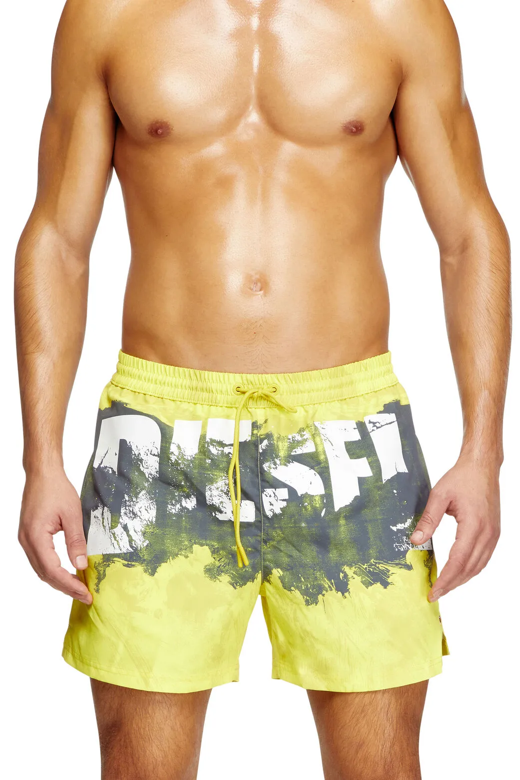 Ken-37-D-Pop Mid-length swim shorts with graphic print Yellow