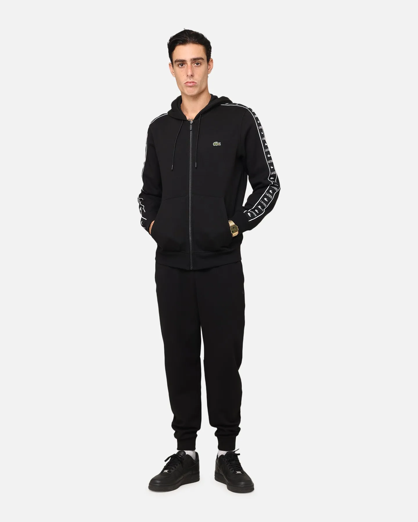 Lacoste 23 Tape Hoodie Black