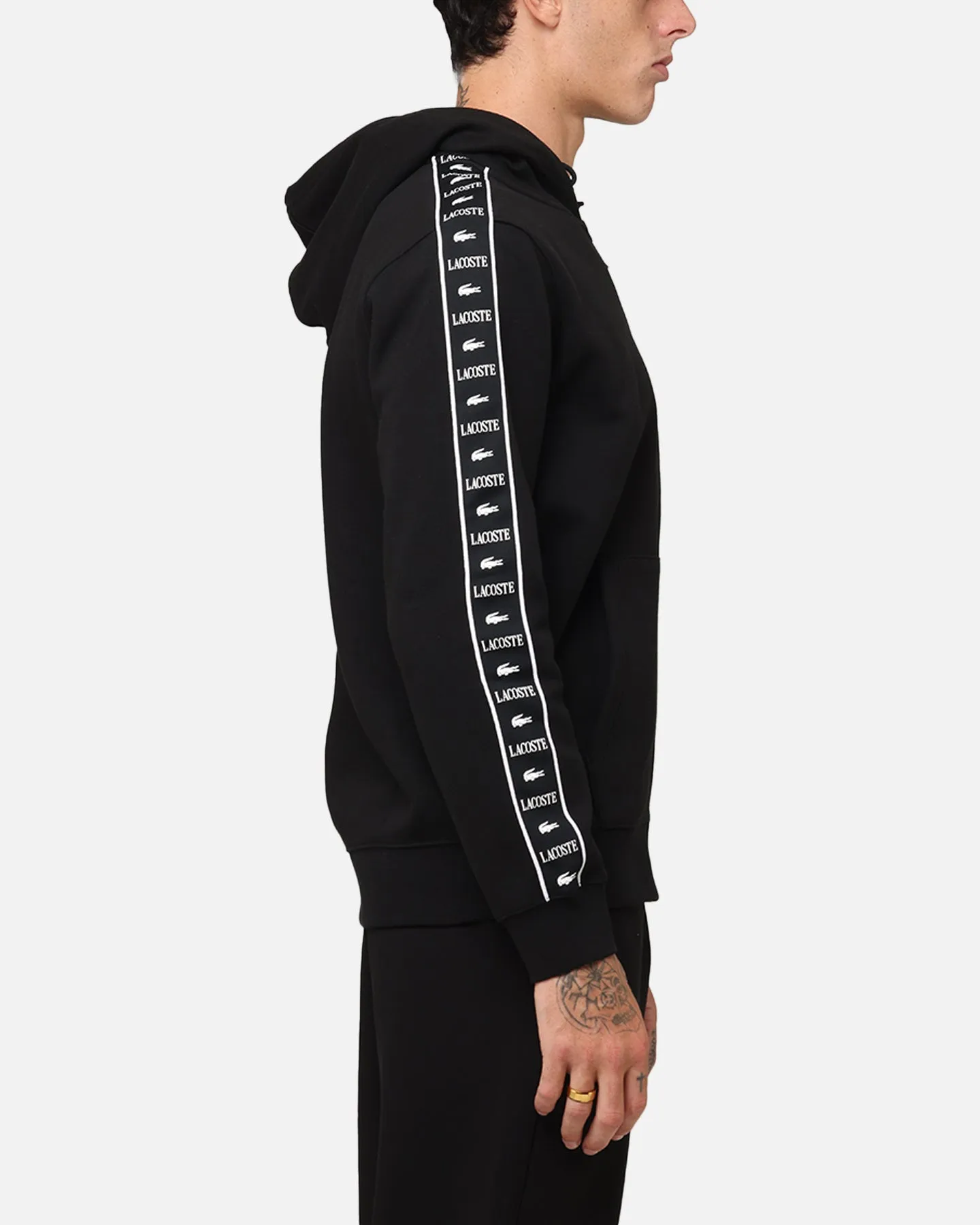 Lacoste 23 Tape Hoodie Black