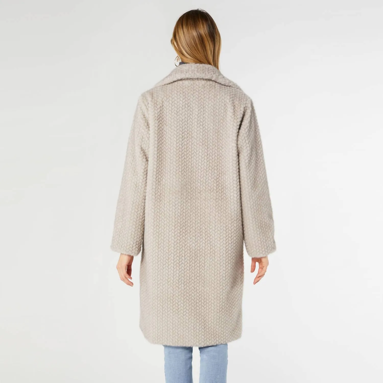 Lenore Textured Faux Fur Coat In Cement