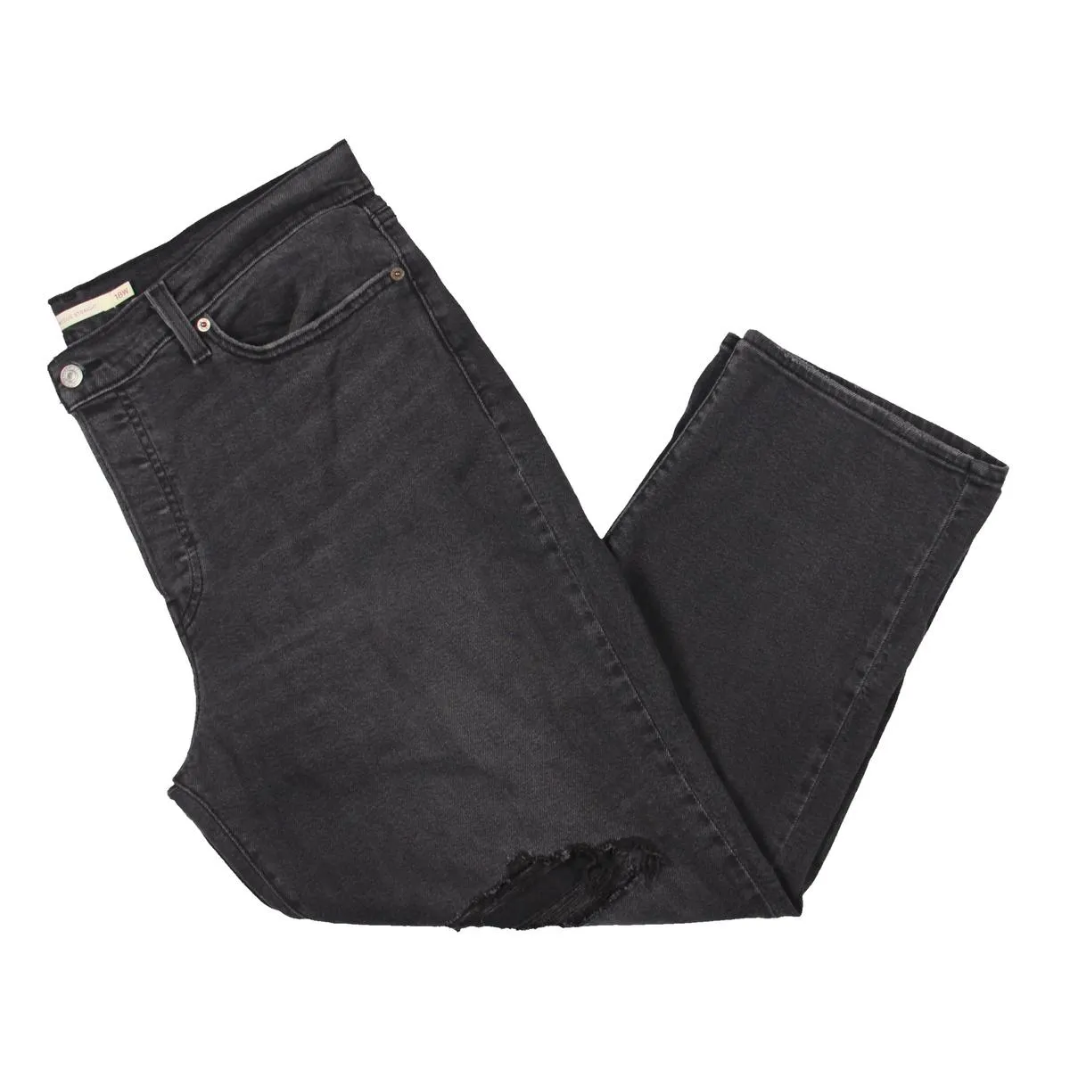 Levi's Womens Plus Wedgie Distressed Dark Wash Straight Leg Jeans