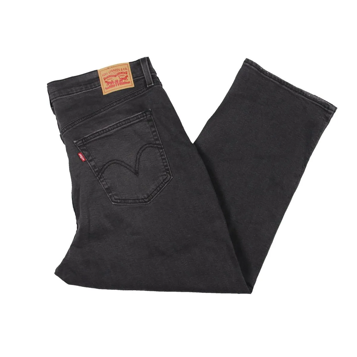 Levi's Womens Plus Wedgie Distressed Dark Wash Straight Leg Jeans