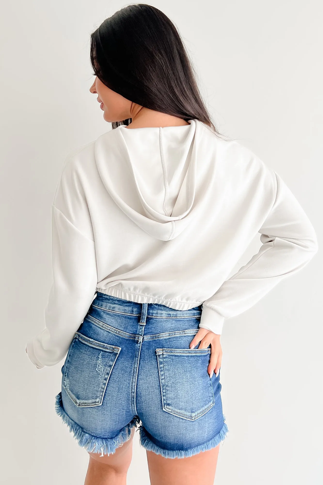 Living In Peace Cropped Hoodie (Chalk)