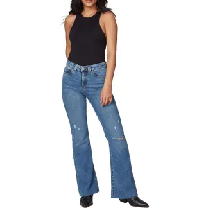Lola Womens Alice Raw Hem Denim Flared Jeans