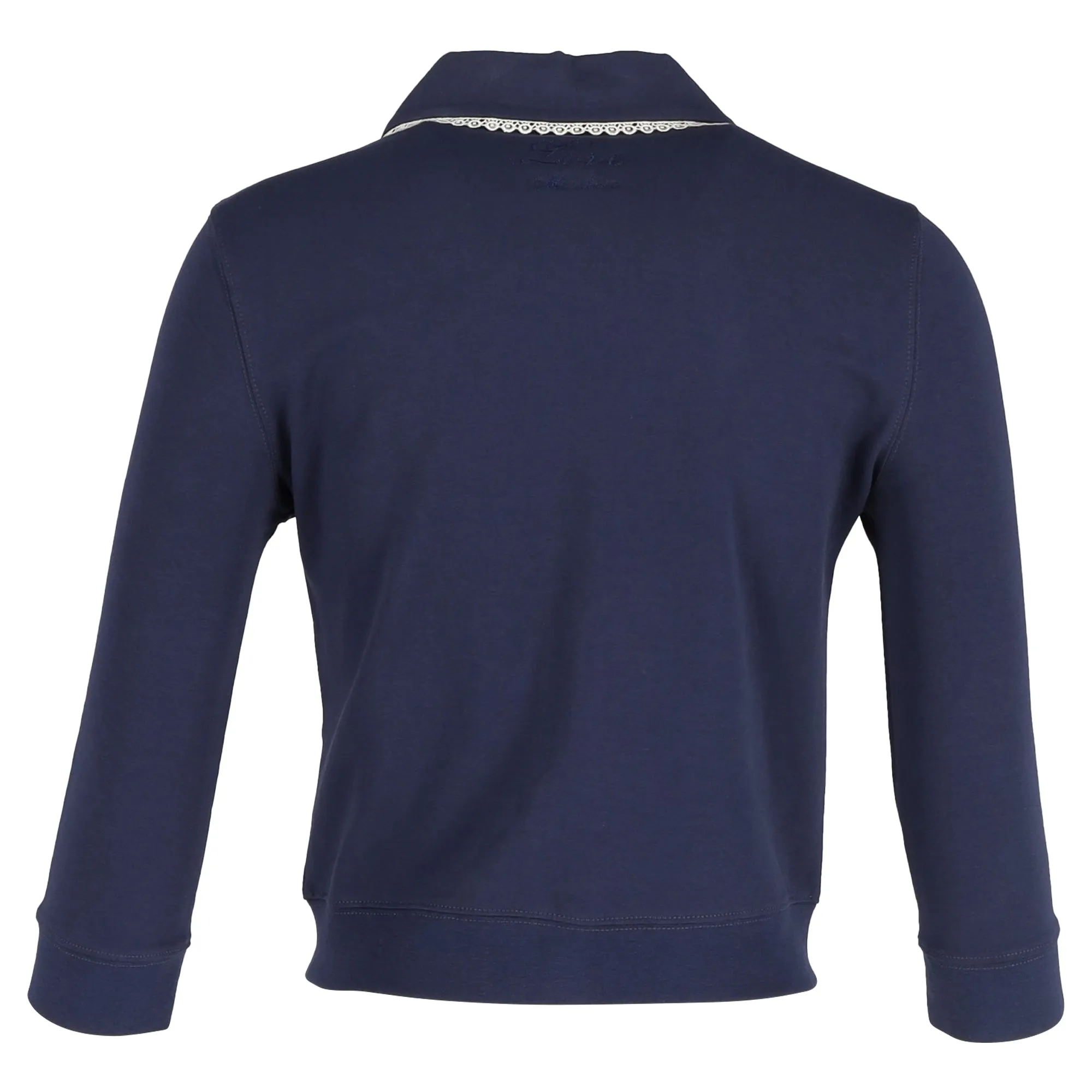 Love Moschino Button Down Frilled-Collar Jacket in Navy Blue Cotton