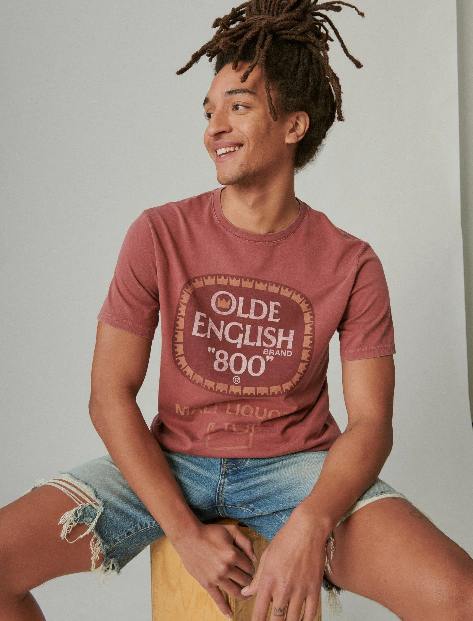 Lucky Brand Old English Tee Burnt Russet Lucky Brand
