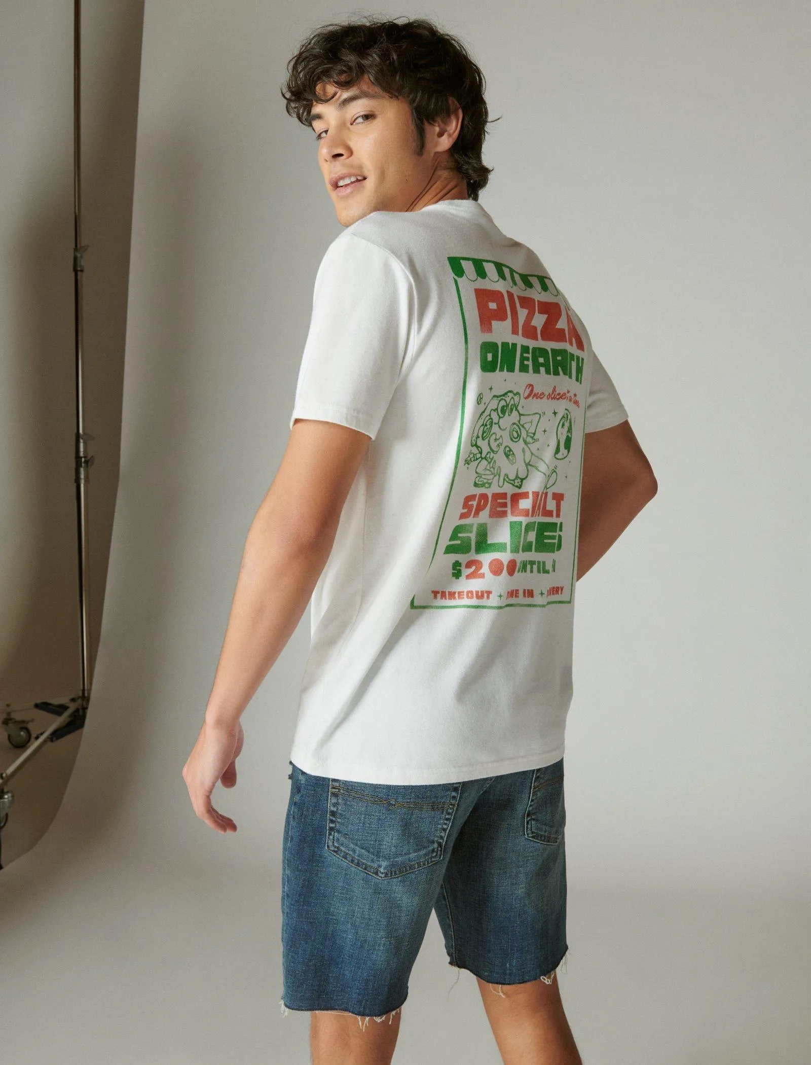 Lucky Brand Pizza On Earth Tee Marshmallow Lucky Brand