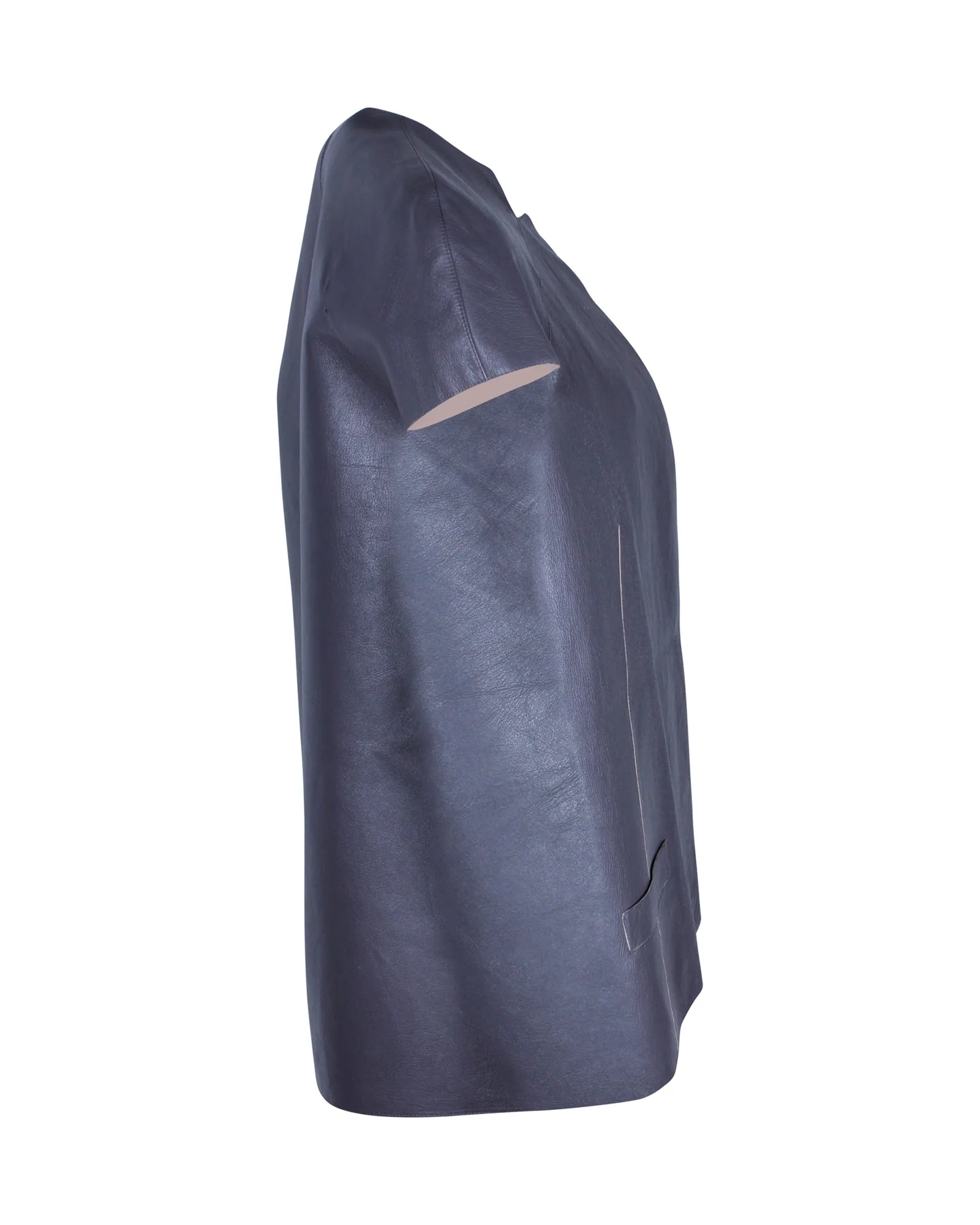 Marni Short Sleeve Jacket in Grey Leather