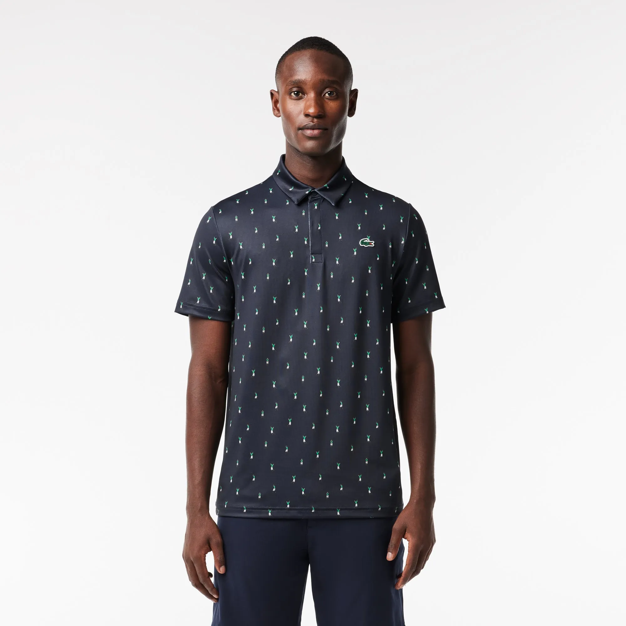 Men’s Golf Printed Recycled Polyester Polo Navy Blue