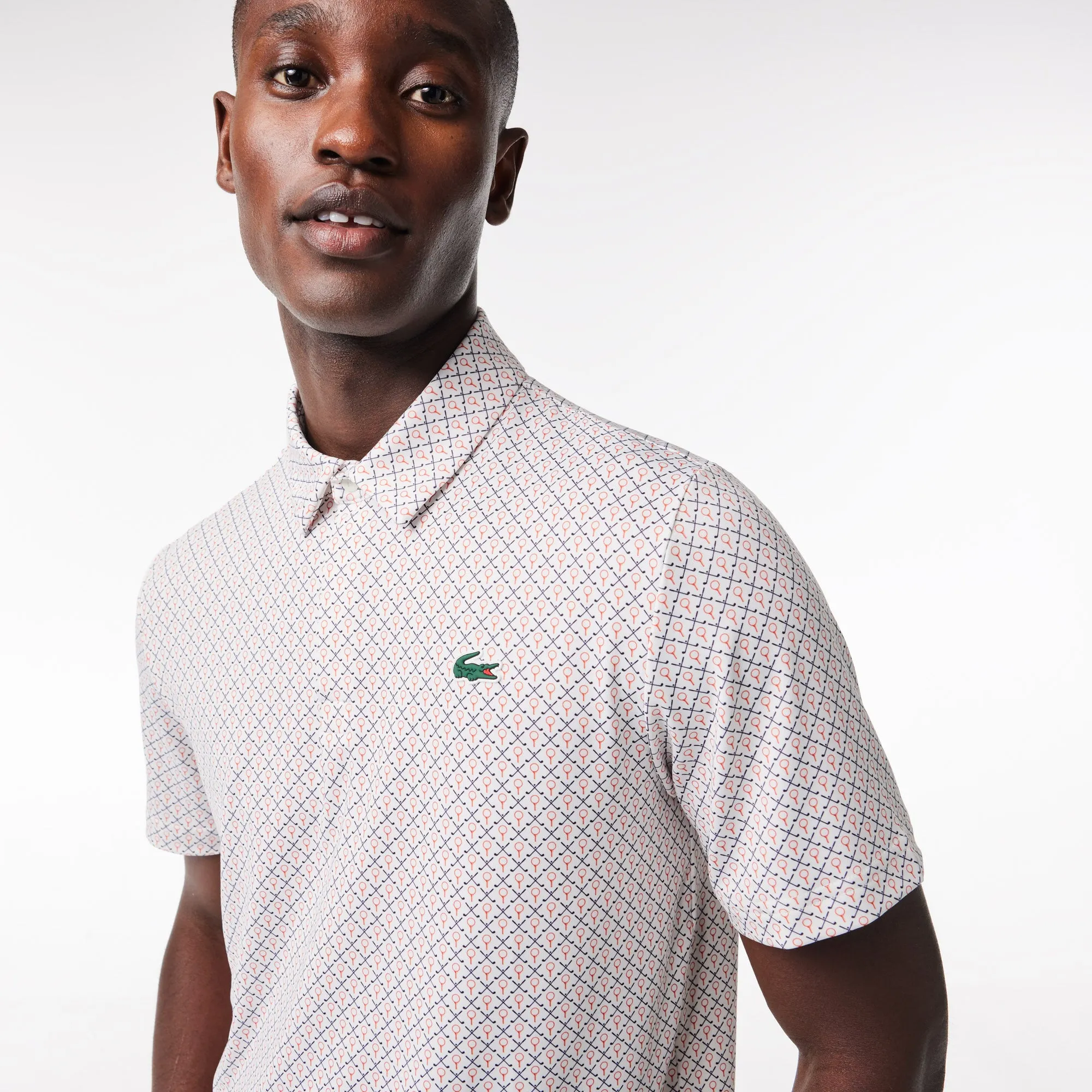 Men’s Golf Printed Recycled Polyester Polo  White / Bordeaux