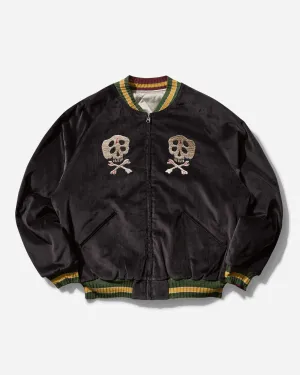Men's Sulfur Dyed Velvet Souvenir Jacket (Rainskull) Black