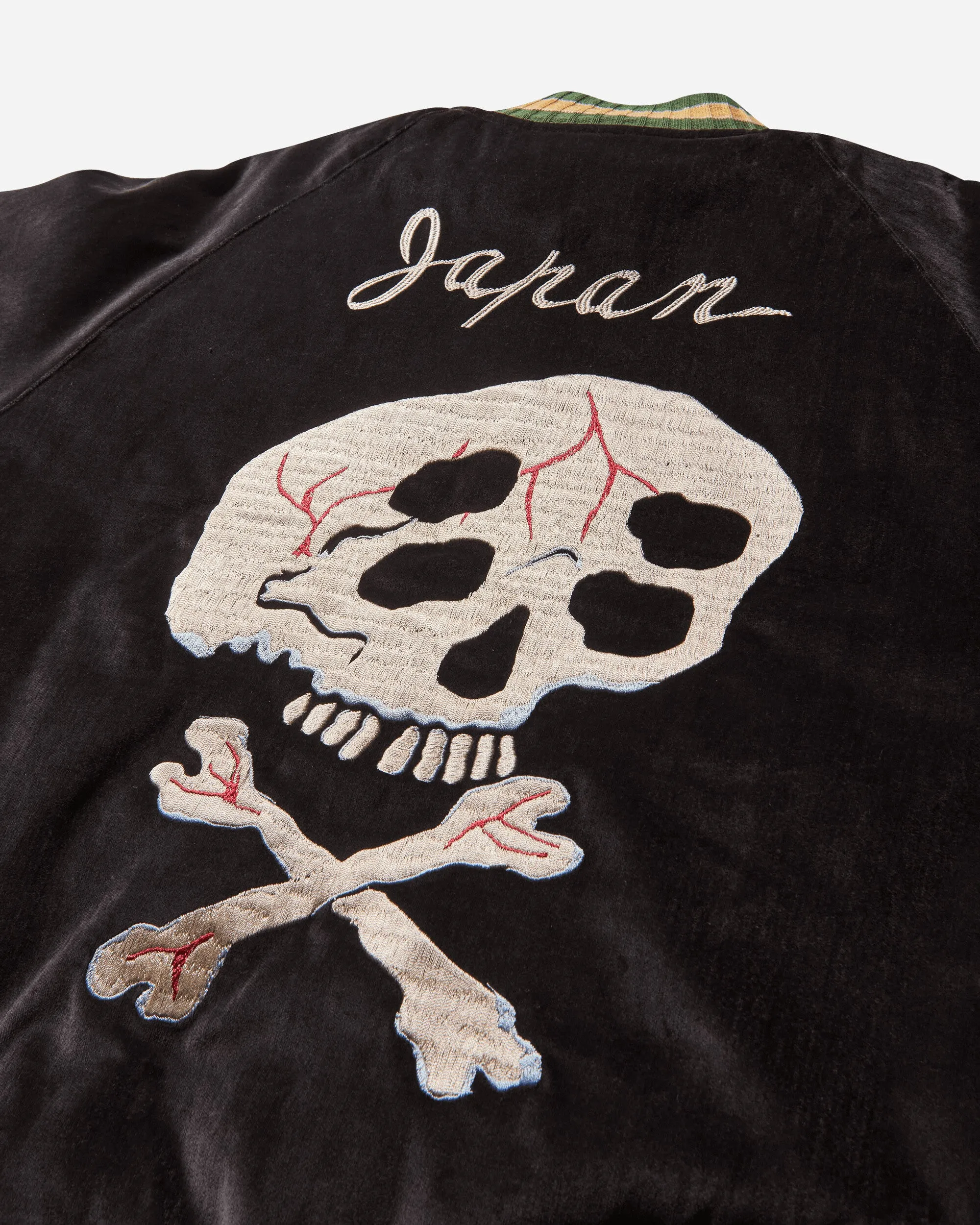 Men's Sulfur Dyed Velvet Souvenir Jacket (Rainskull) Black