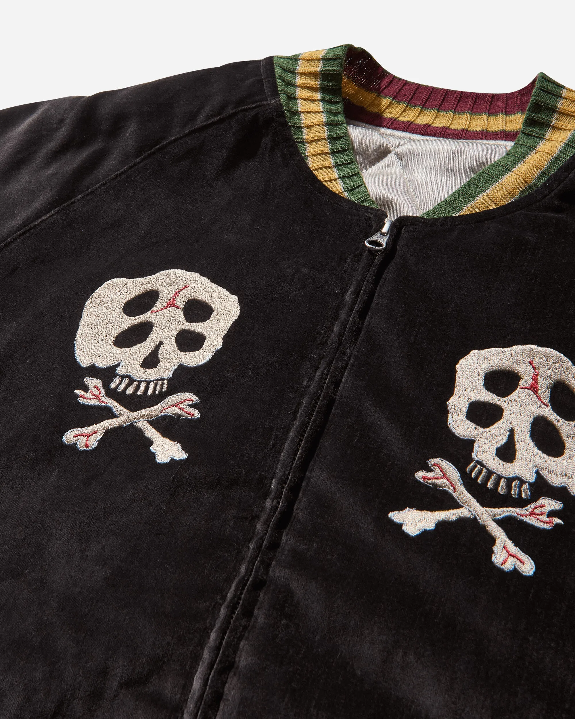 Men's Sulfur Dyed Velvet Souvenir Jacket (Rainskull) Black