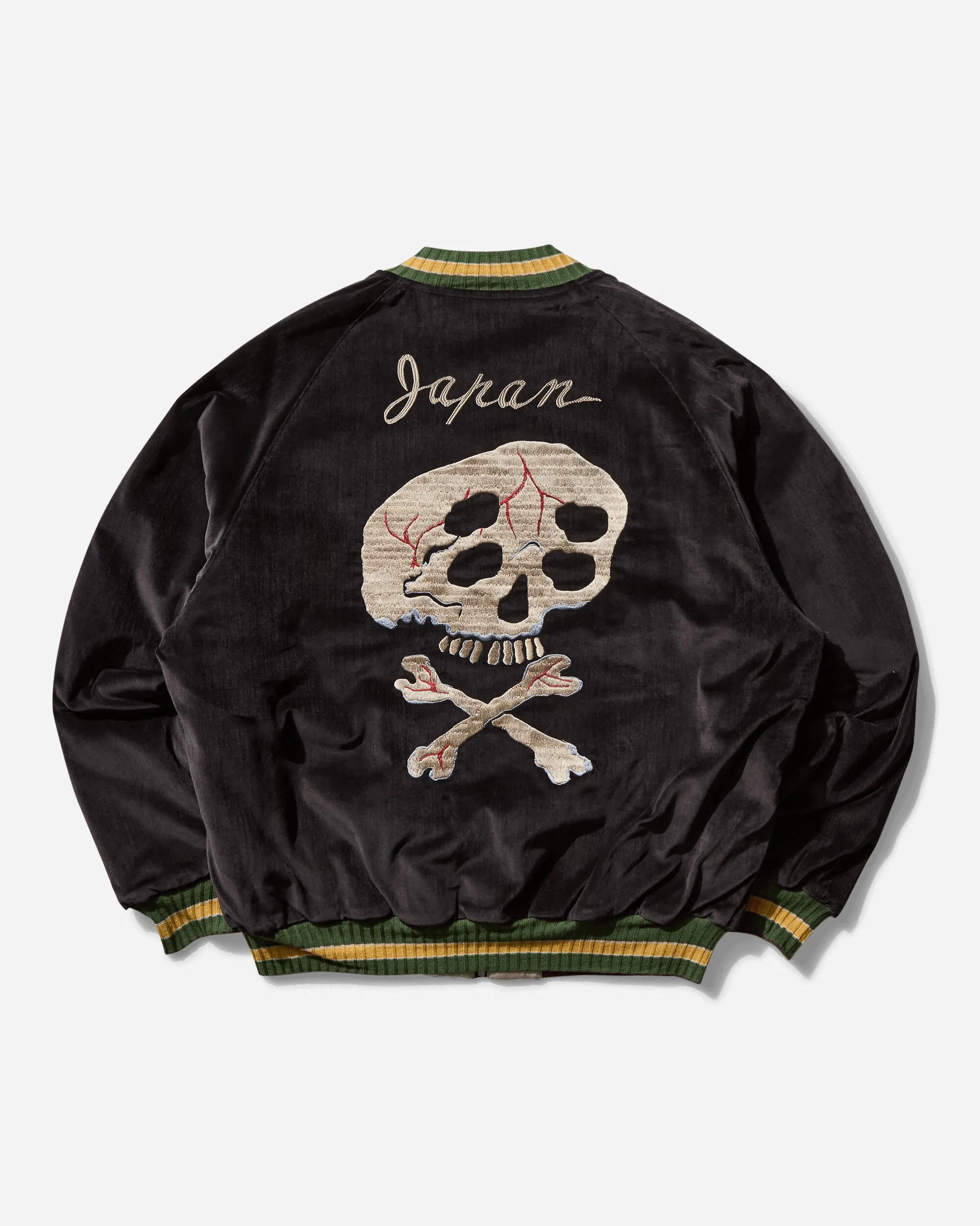 Men's Sulfur Dyed Velvet Souvenir Jacket (Rainskull) Black