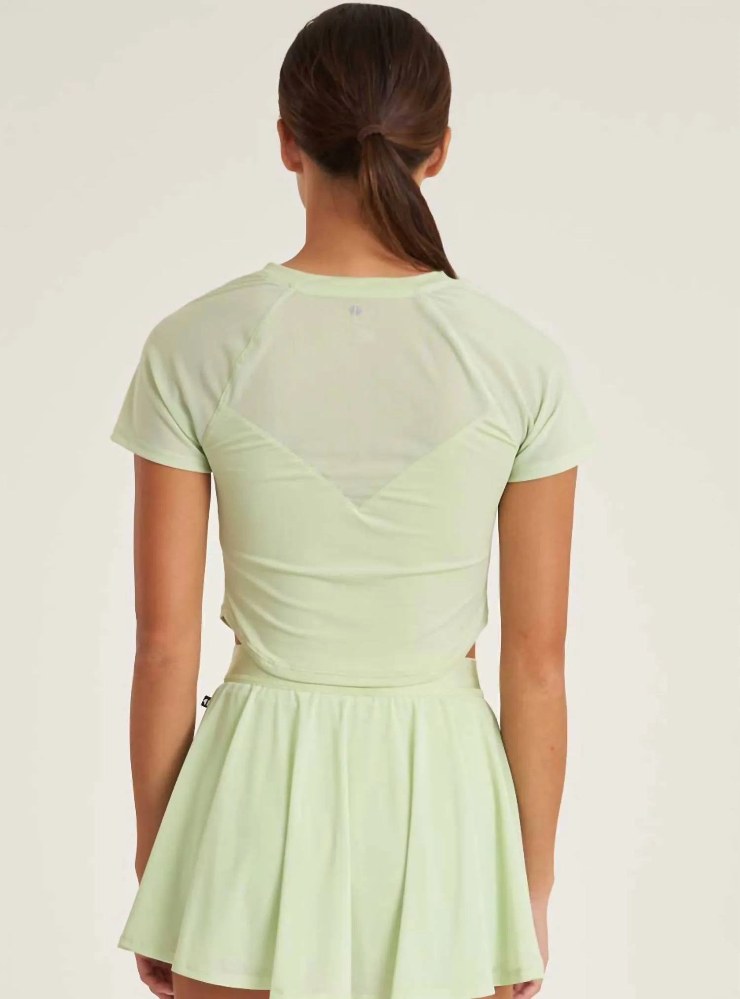 Mesh Performance Cropped Tee In Matcha Green