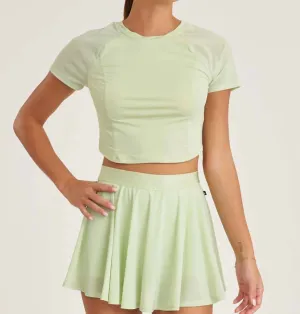 Mesh Performance Cropped Tee In Matcha Green