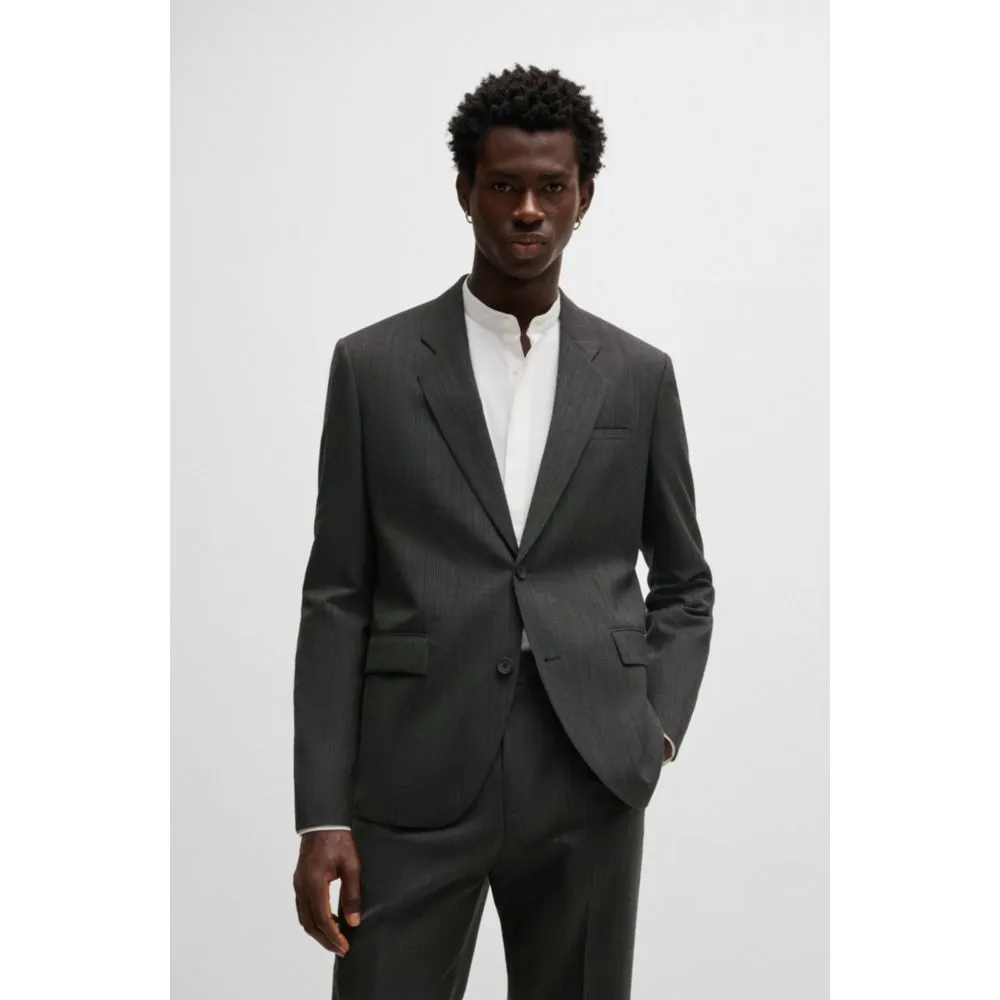 Modern-fit suit in micro-patterned performance-stretch fabric