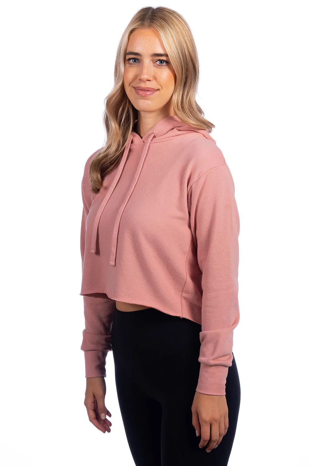 Next Level Womens Cropped Hooded Sweatshirt Hoodie - Desert Pink