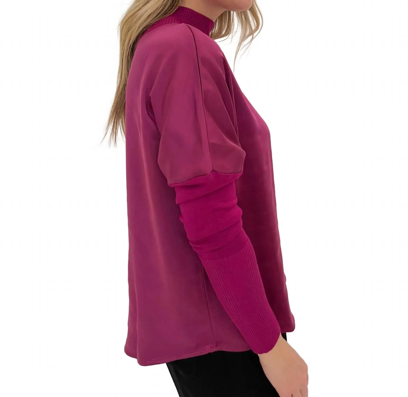 Norah Mock Neck Top In Sparkling Grape
