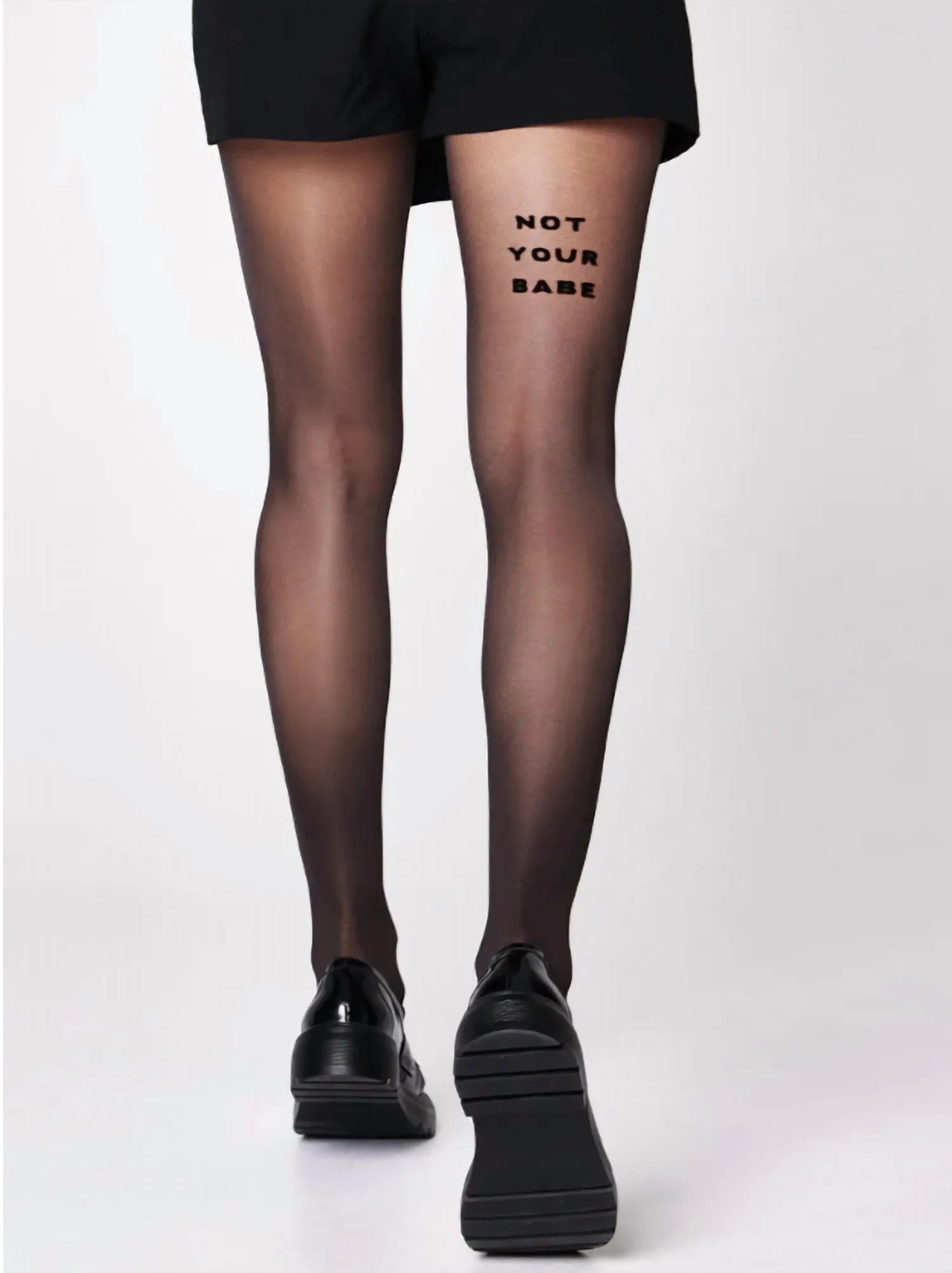 Not Your Babe Statement Tights In Black