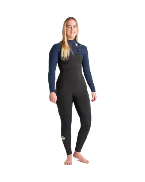 NuWave Solace 5/4/3mm Chest Zip Wetsuit in Bluestone, Black X & Saffron